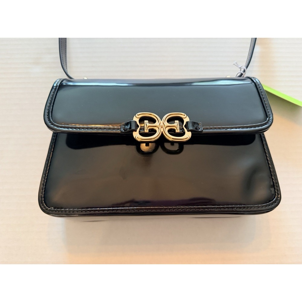Sam Edelman Purse Box Patent Leather Small Convertible Shoulder Bag Handbag